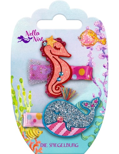 Haarclips Walvis + zeepaardje