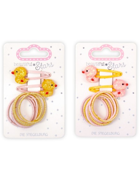 Haarclip en elastiek eendjes