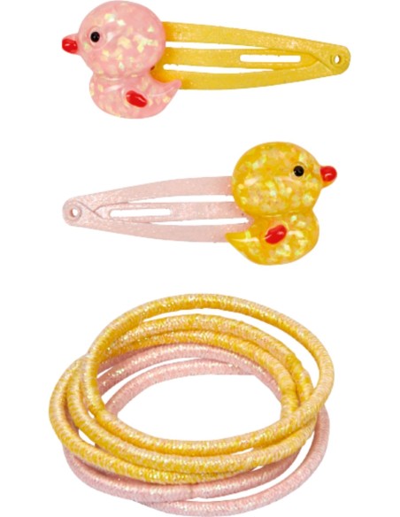 Haarclip en elastiek eendjes