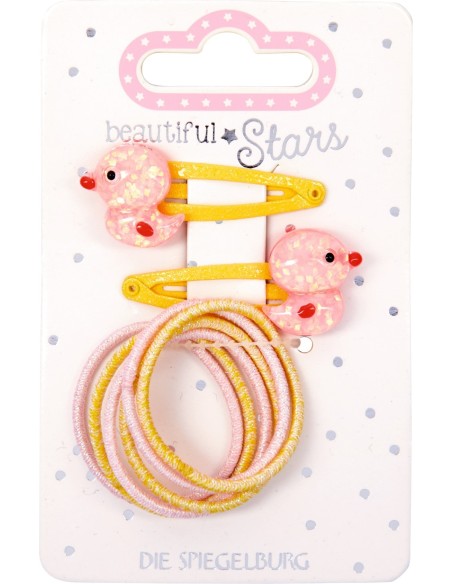 Haarclip en elastiek eendjes