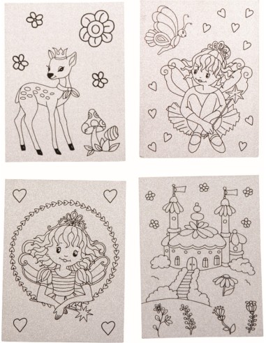 Glitterkaarten inkleuren