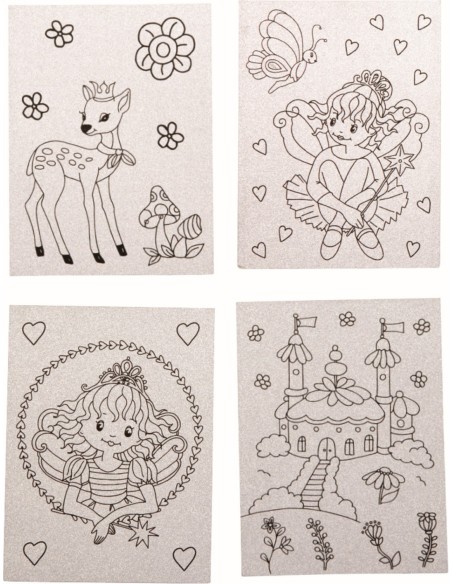 Glitterkaarten inkleuren