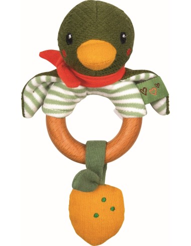 Houten rammelaar eend