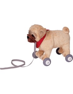 Mopshond op wieltjes