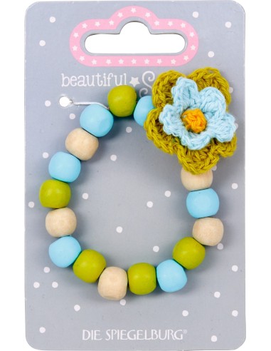 Houten armband met bloemen