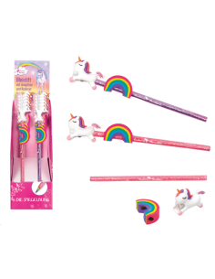 Potlood met puntenslijper en gum