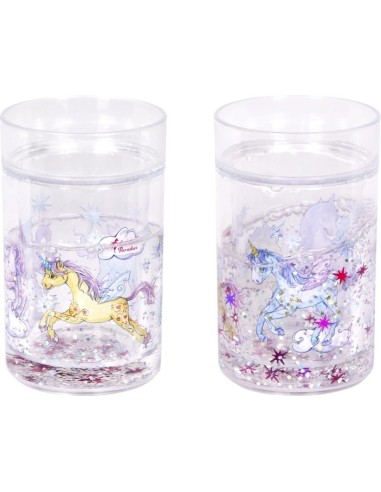 Glitterbeker met zwevende deeltjes