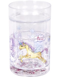 Glitterbeker met zwevende deeltjes 2