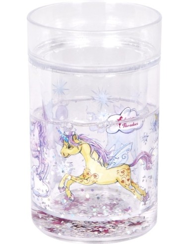 Glitterbeker met zwevende deeltjes