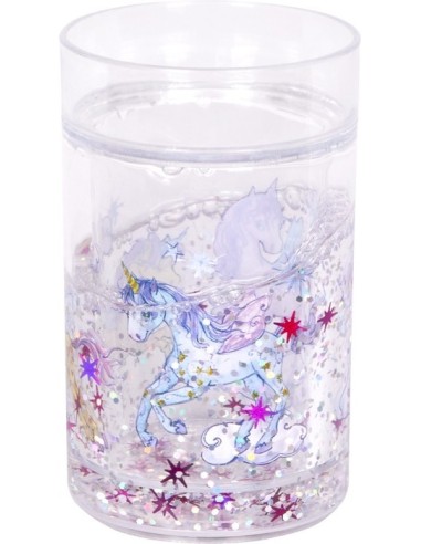 Glitterbeker met zwevende deeltjes